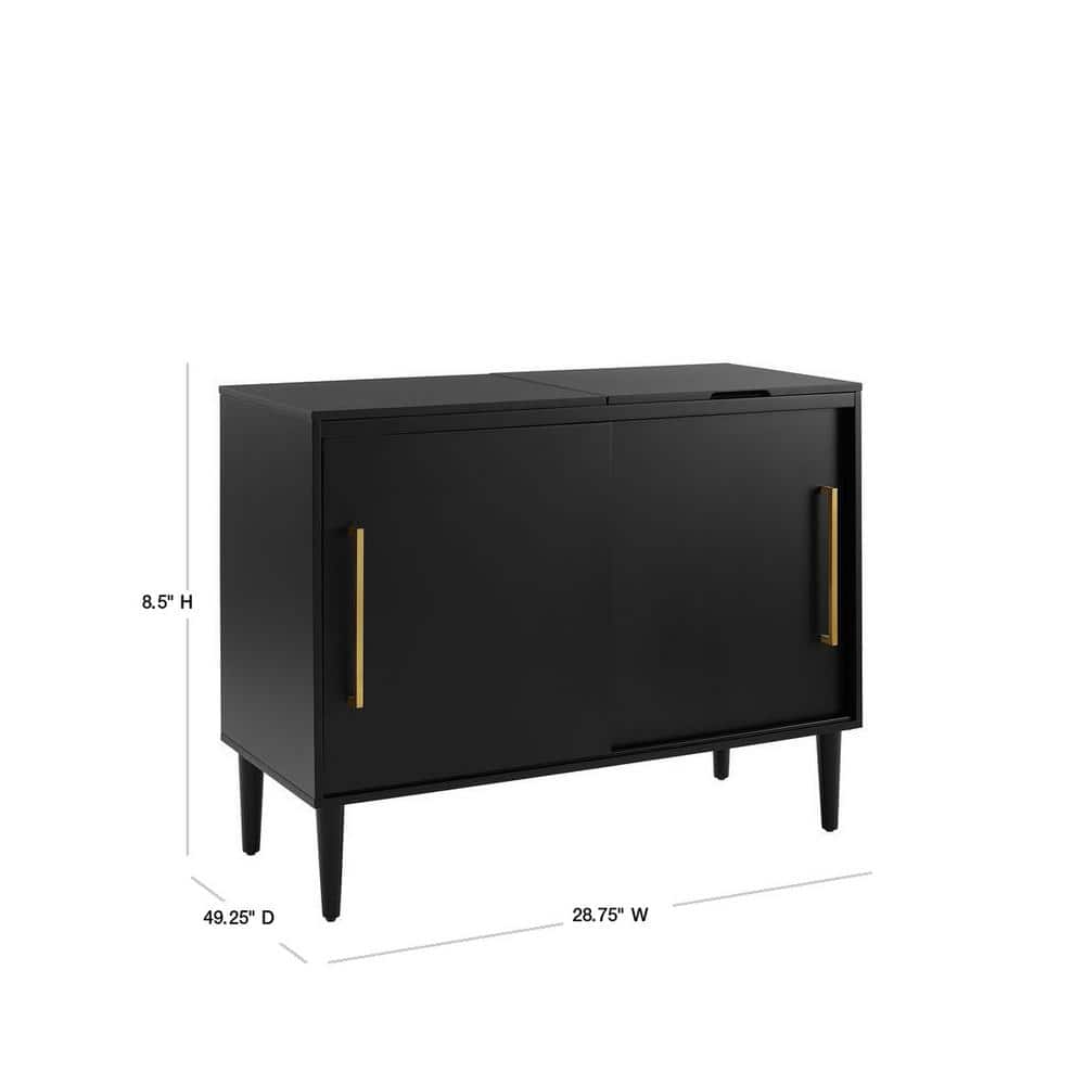 Everett Matte Black Mid-Century Modern Media Console with Storage