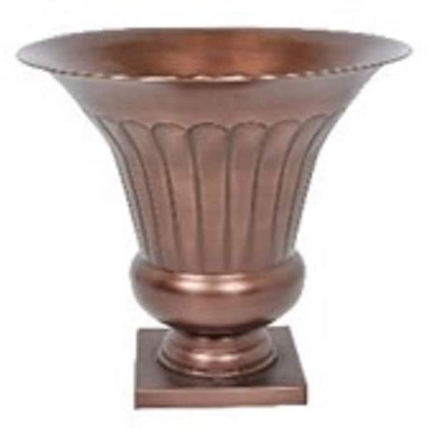 Unbranded 17.25 in. Antique Copper Metal Urn Planter