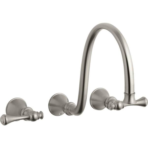 KOHLER Revival 8 in. Wall Mount 2-Handle Low-Arc Water-Saving Bathroom Faucet in Vibrant Brushed Nickel