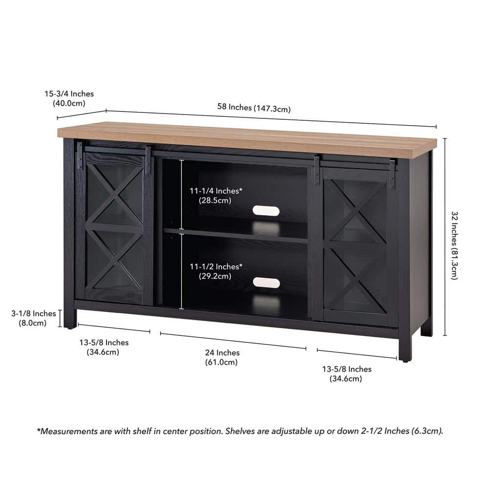 Clementine Black Grain & Golden Brown Metal TV Stand for 70-in TVs