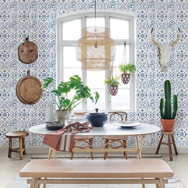 8inchtile Spanish Tile Blue Grey Wallpaper  Blue grey wallpaper Grey  wallpaper Spanish tile