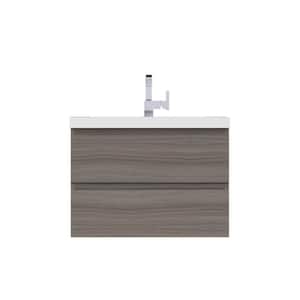 Paterno 30 in. W x 19 in. D Wall Mount Bath Vanity in Gray with Acrylic Vanity Top in White with White Basin