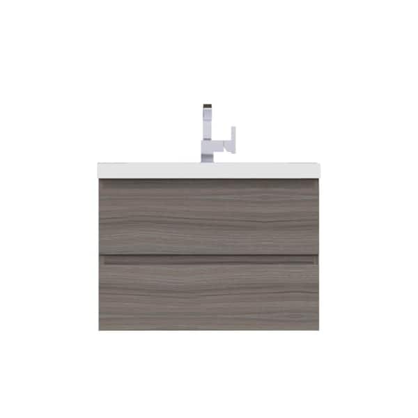 Alya Bath Paterno 30 in. W x 19 in. D Wall Mount Bath Vanity in Gray with Acrylic Vanity Top in White with White Basin