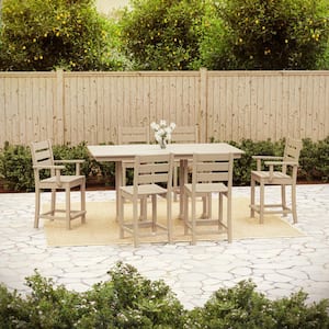 POLYWOOD Grant Park White 7-Piece HDPE Plastic Farmhouse Counter