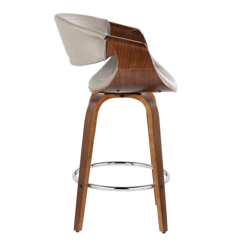 Symphony Pearl Silver Swivel Faux Leather Counter Stools, Set of 2
