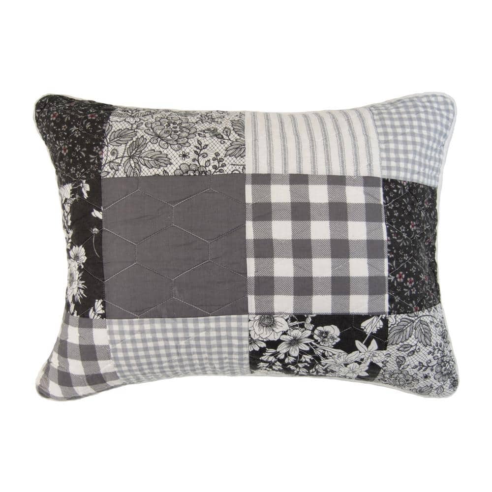 Black and White Cotton Patchwork Full Quilt Set