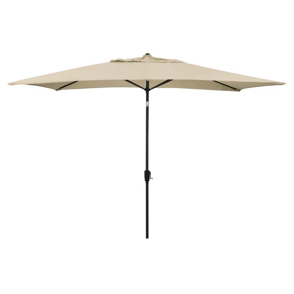 Astella 10 ft. x 6 ft. Steel Market Patio Umbrella with Crank Lift and ...