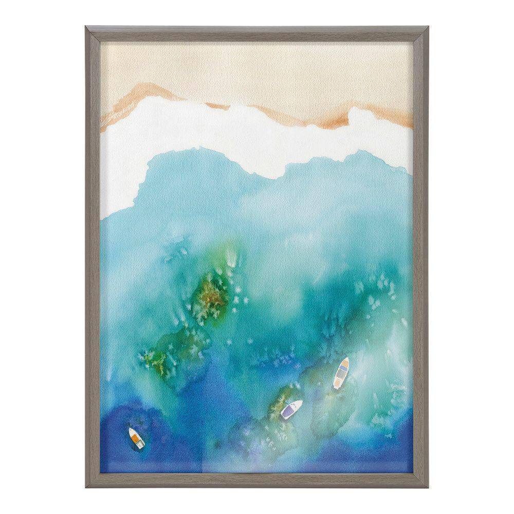 Blake Voyage 18" x 24" Framed Coastal Glass Wall Art