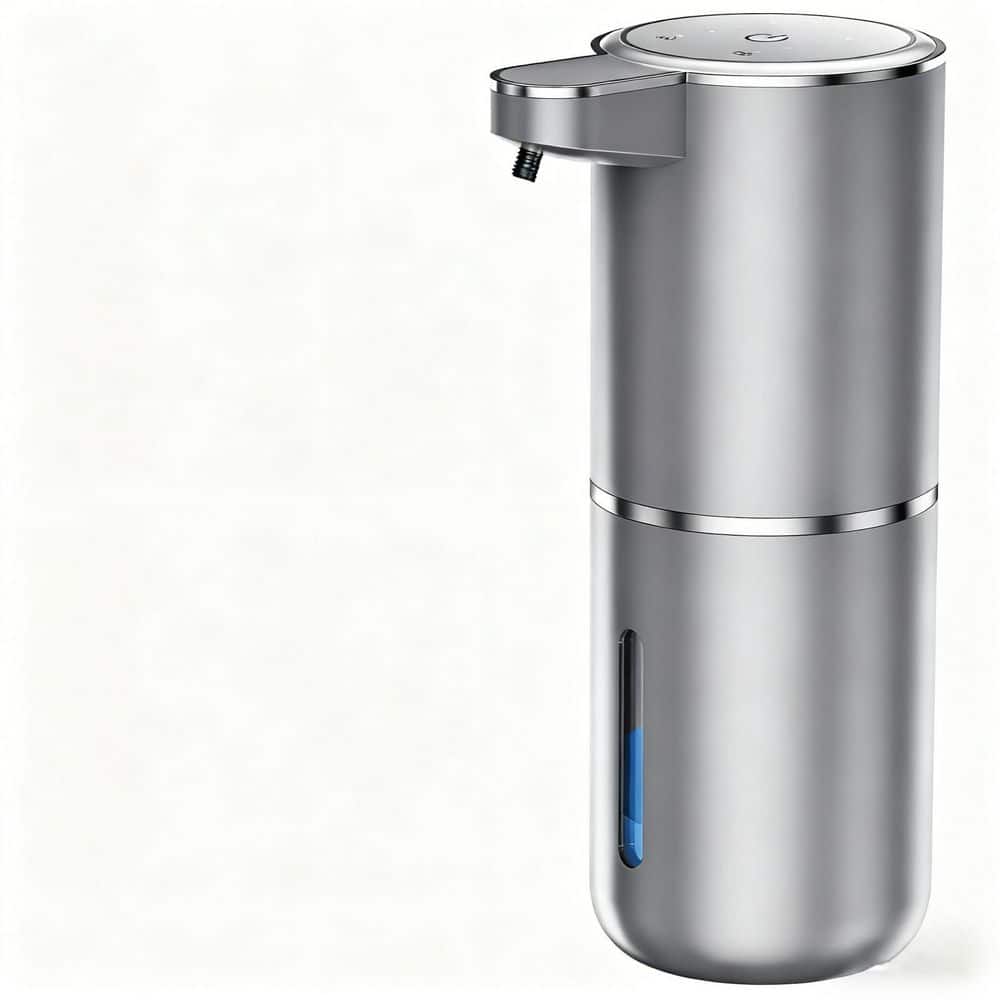 Wudkey Silver Touchless Automatic Foaming Soap Dispenser with 4 Adjustable Settings, IPX5 Waterproof for Bathroom and Kitchen