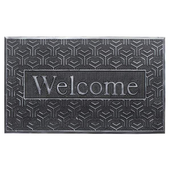 RugSmith Welcome Geometric Pattern Silver 30in. x 18in. Door Mat