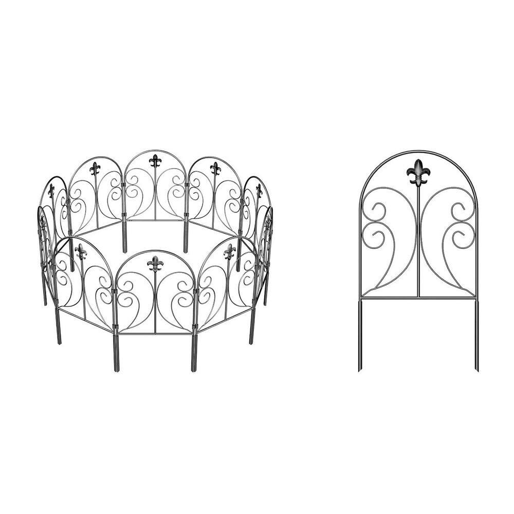 10 ft. (L) x 24 in. (H) Rustproof Metal Arched Decorative Garden Fence 10-Pack Black price history on PriceWatchPro