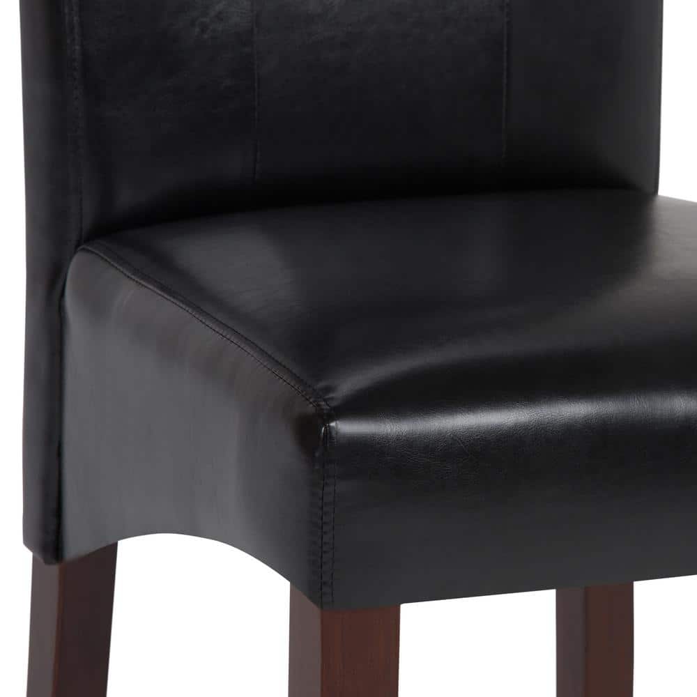 Midnight Black Faux Leather Upholstered Parsons Dining Side Chair