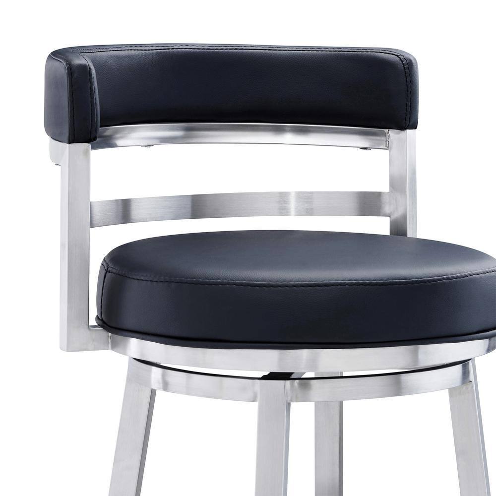 Madrid 26" Black Faux Leather Swivel Counter Stool