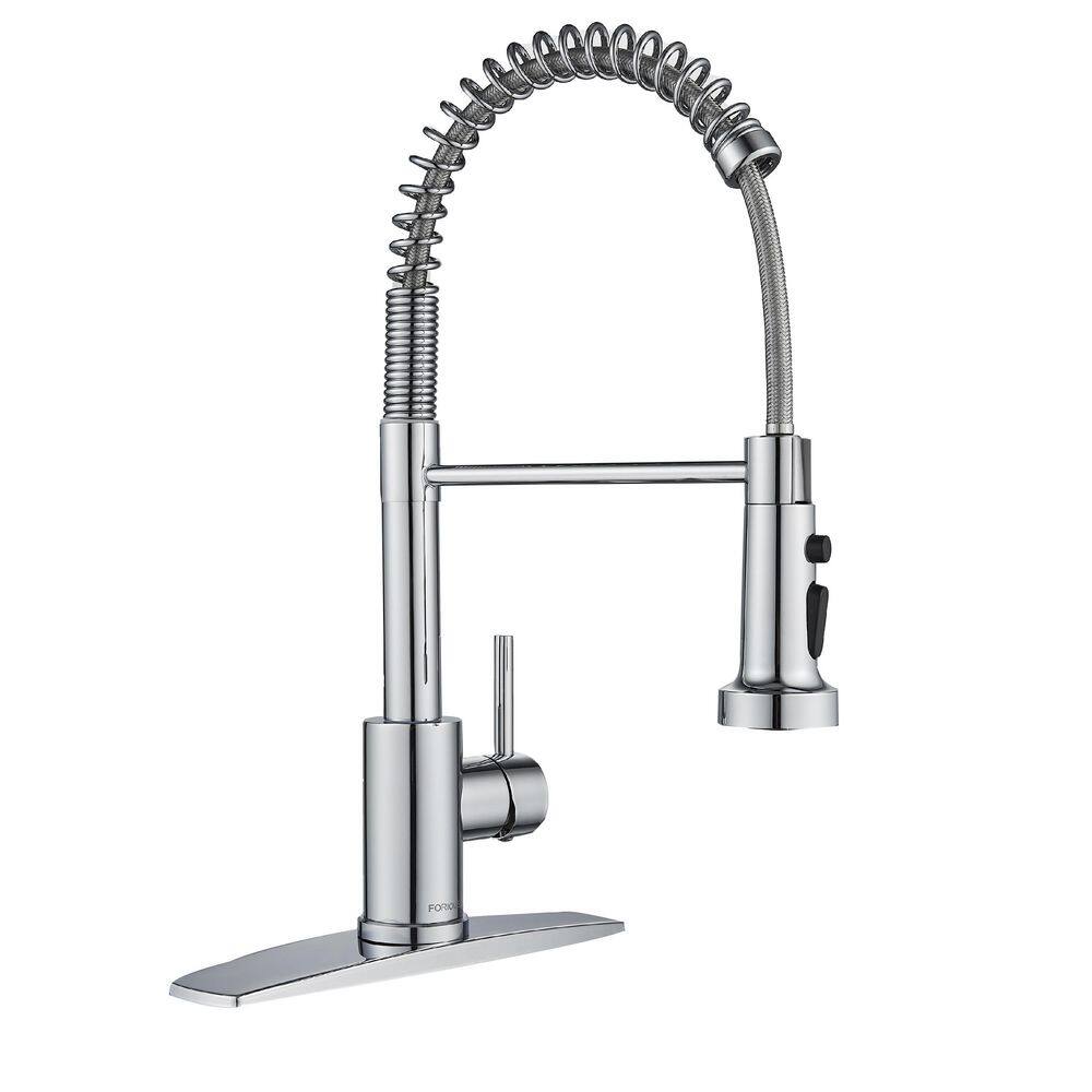 Chrome Pull-Down Kitchen Faucet – Single Handle, High Arc Swivel Spout With Sprayer