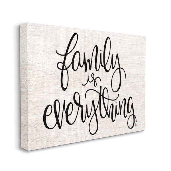 Stupell Industries "Family Is Everything Rustic Quote Sign"by Fearfully Made Creations Unframed Country Canvas Wall Art Print 24 in x 30 in