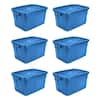 Roughneck Tote 14-Gal. Storage Tote Container in Heritage Blue (6-Pack)