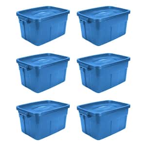 Roughneck Tote 14-Gal. Storage Tote Container in Heritage Blue (6-Pack)