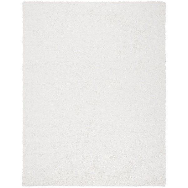 August Shag White 10 ft. x 14 ft. Solid Area Rug