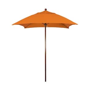 6 ft. Woodgrain Aluminum Commercial Market Patio Umbrella Fiberglass Ribs and Push Lift in Tuscan Sunbrella