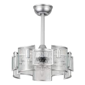 19 in. Indoor Chrome Reversible Glass Caged Ceiling Fan with Light and Remote