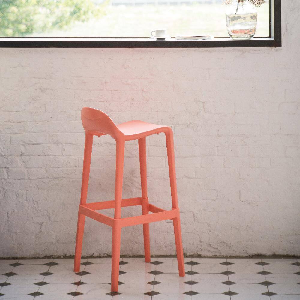 Salmon Saddle Style 25" Resin Barstool with Anti-Skid Footpads