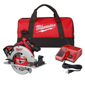 M18 18V Lithium-Ion Brushless Cordless 7-1/4 in. Circular Saw Kit with 1 Battery 5.0Ah, Charger and Bag