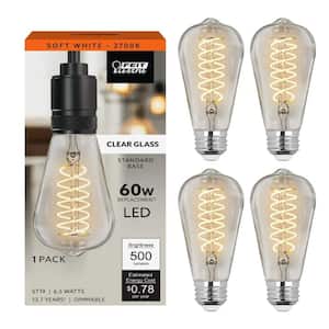 ヴィンテージ電球　４個セット Feit Electric 60-Watt Equivalent ST19 Dimmable Straight Filament