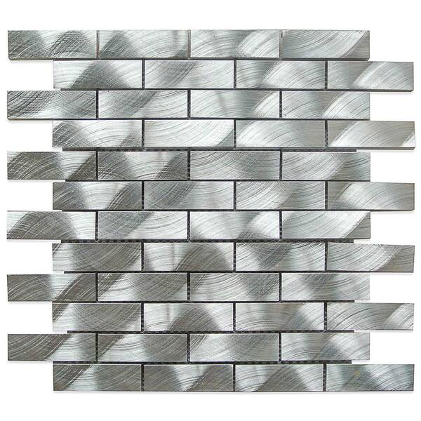 Ivy Hill Tile Urban Silver Aluminum 3 in. x 6 in. Mosaic Tile Sample