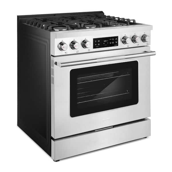36 in. Stellar Collection 5.8 cu. ft. Gas Range, 6 Burners, Convection Oven, Cast Iron Grates, Stainless Steel