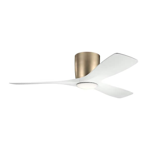 Volos 48 in. Indoor Matte White Low Profile Ceiling Fan with Integrated LED with Wall Control Included