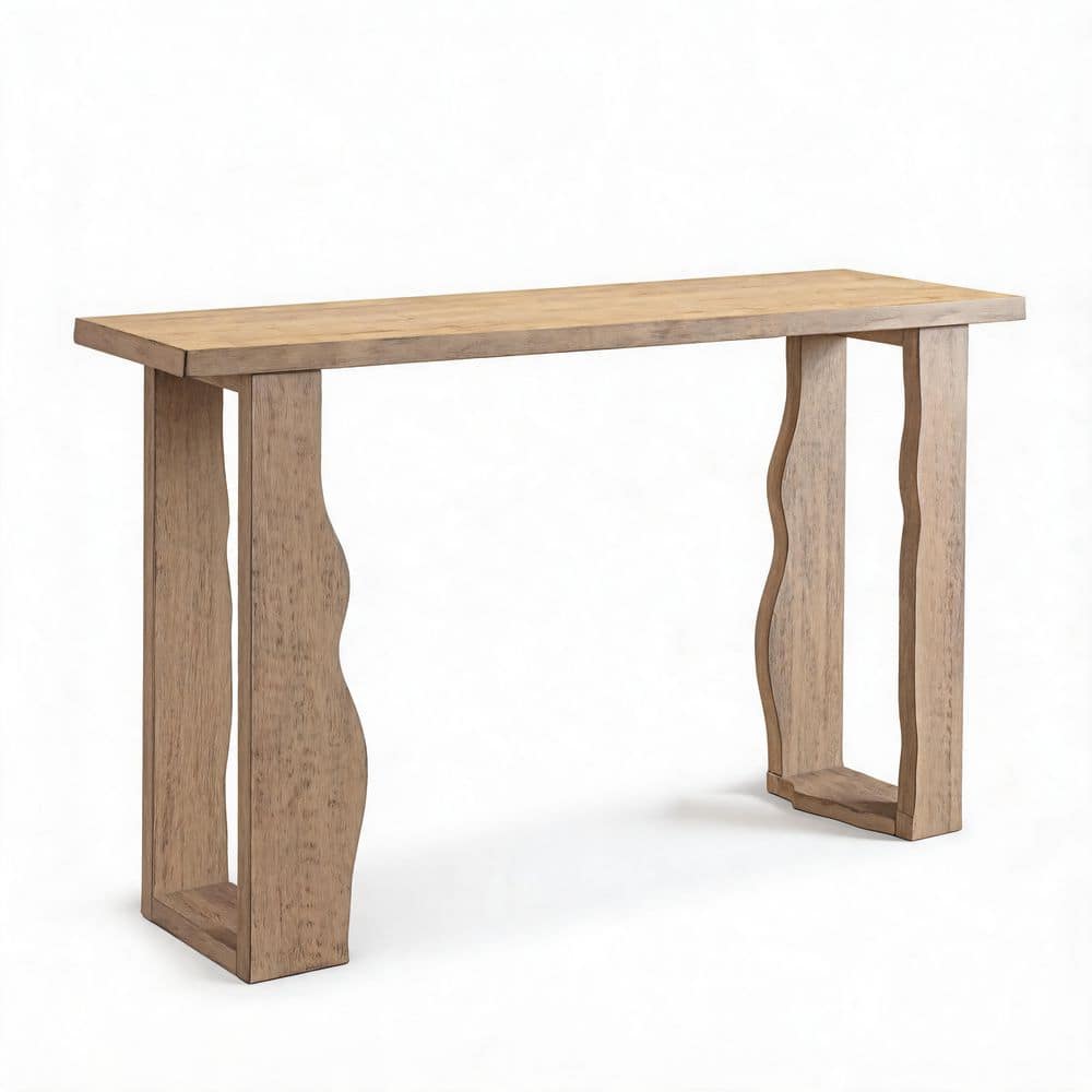 Kearsten 37.79 in. H Rustic Brown Rectangle Bar Table Seats 6 with Curved Wave Legs for Home Bar,Narrow Space price history on PriceWatchPro