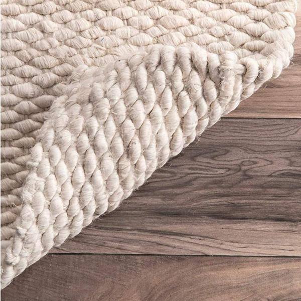 Handmade Off-White Jute Rectangular 4' x 6' Area Rug