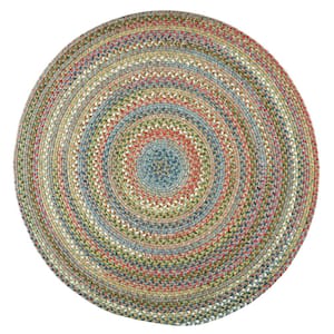 Bouquet Peridot 4 ft. x 4 ft. Round Indoor/Outdoor Braided Area Rug