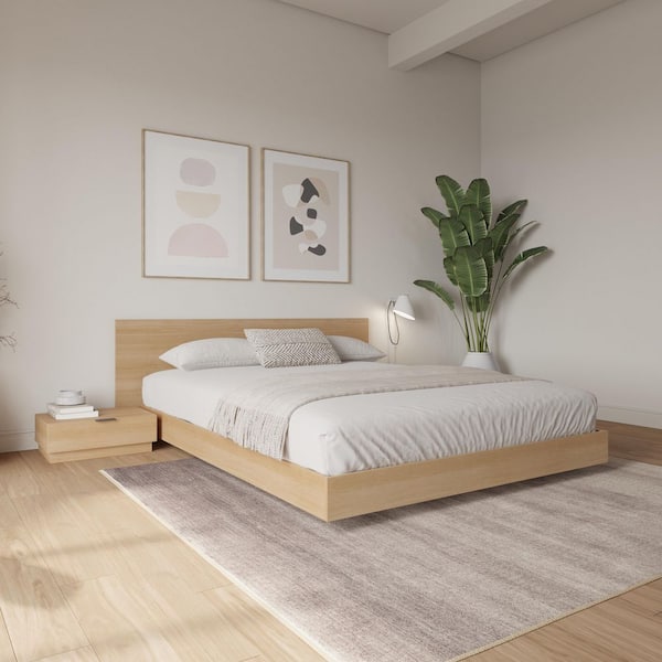 Nexera Satori 4-Piece Natural Blonde Oak Composite Queen Size Low