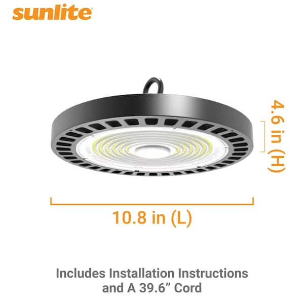 Sunlite 10.8 in. 250 Watt Equivalent Integrated LED Dimmable Black High Bay Light, 5000K