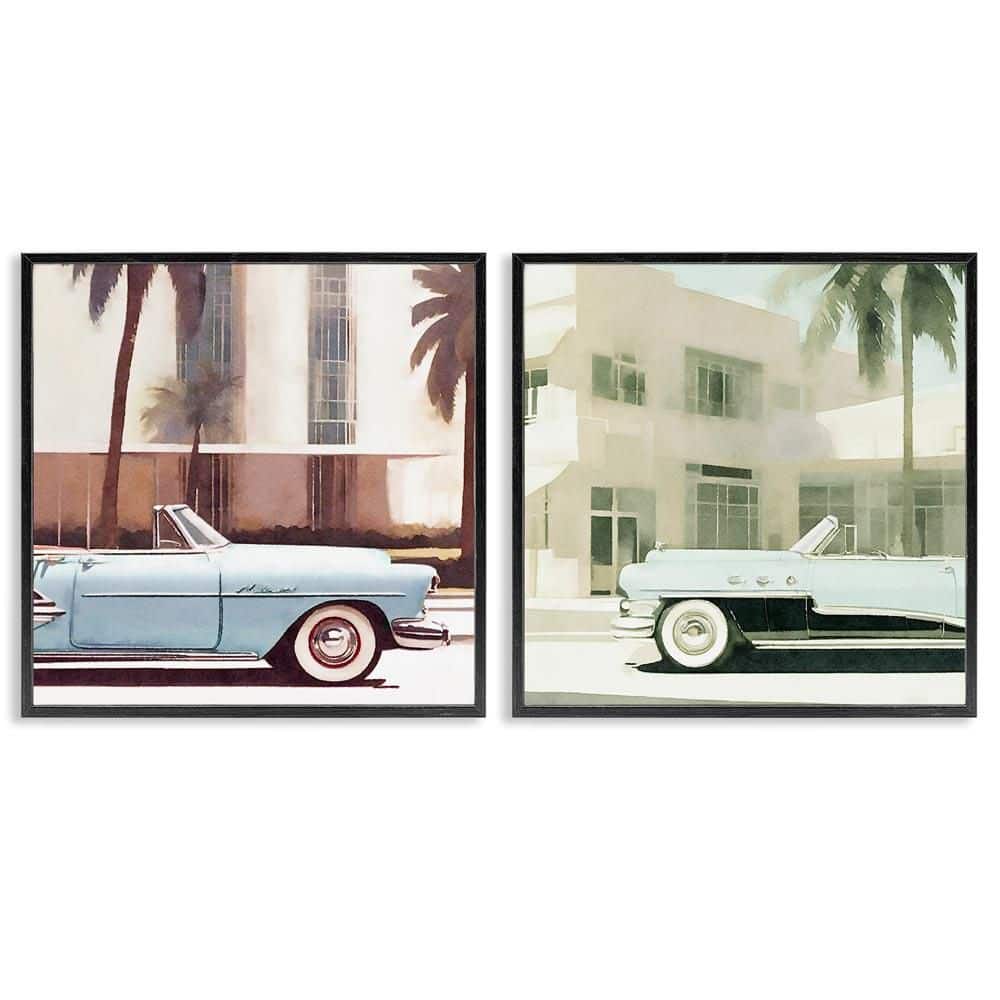 Miami Cars in Summer by Noah Bay 2-Pieces Black Framed Typography Giclee Art Print 17 in. x 17 in. price history on PriceWatchPro