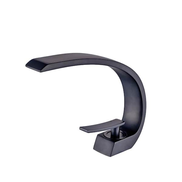Unbranded Single Hole Single-Handle Bathroom Faucet with Unique Design Curved in Matte Black