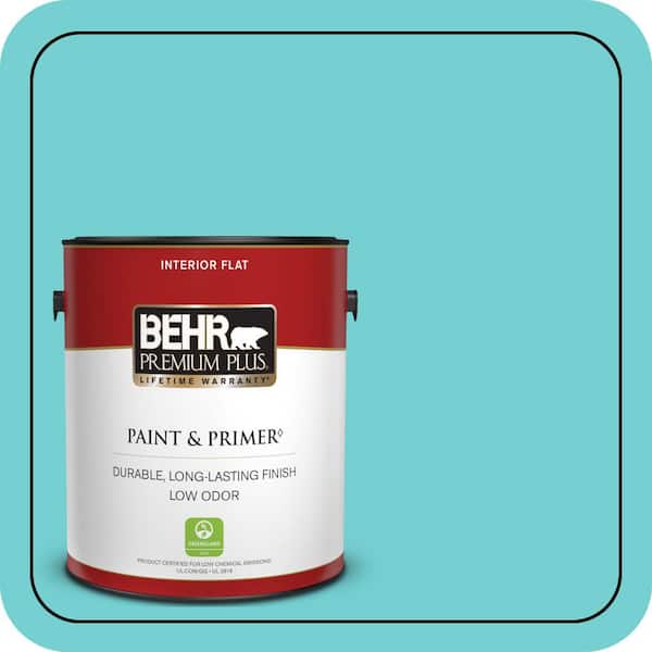 BEHR PREMIUM PLUS 1 gal. #P460-3 Soft Turquoise Flat Low Odor Interior Paint & Primer