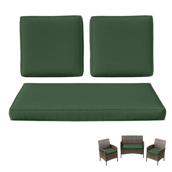 36 in. x 18 in. (3-Piece) Outdoor Patio Replacement Seat Cushions Fit for Loveseat Sofa Lounge Chair Furniture Green