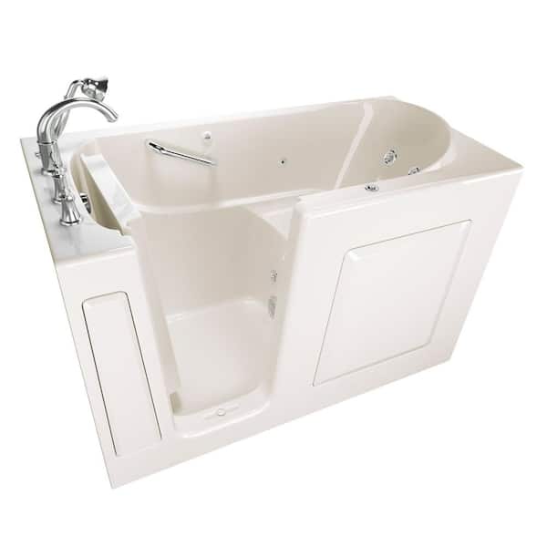 American Standard Exclusive Series 60 in. x 30 in. Left Hand Walk-In Whirlpool Bathtub with Quick Drain in Linen
