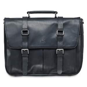 Buffalo Collection Black Leather Single Compartment Briefcase for 15 in. Laptop/Tablet