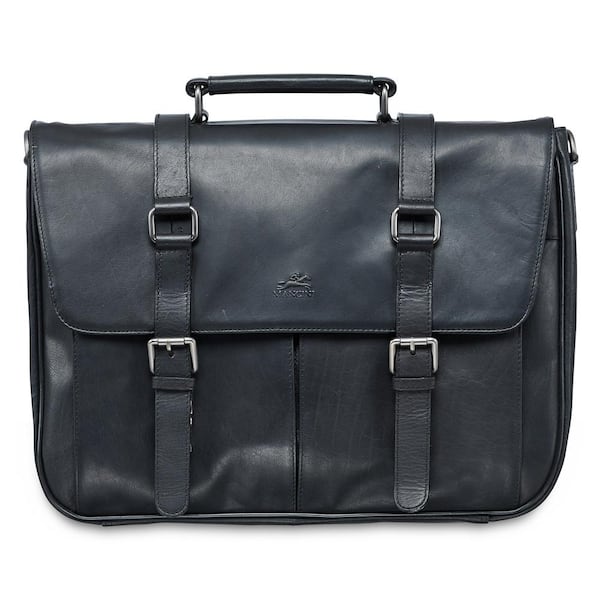 MANCINI Buffalo Collection Black Leather Single Compartment Briefcase for 15 in. Laptop/Tablet