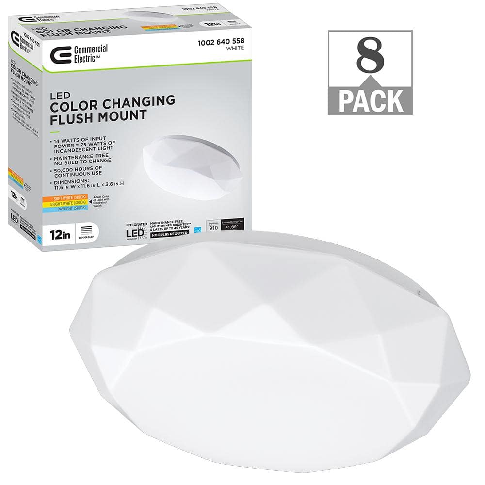 12 in. Diamond Adjustable CCT LED Flush Mount Ceiling Light 910 Lumens 14W 