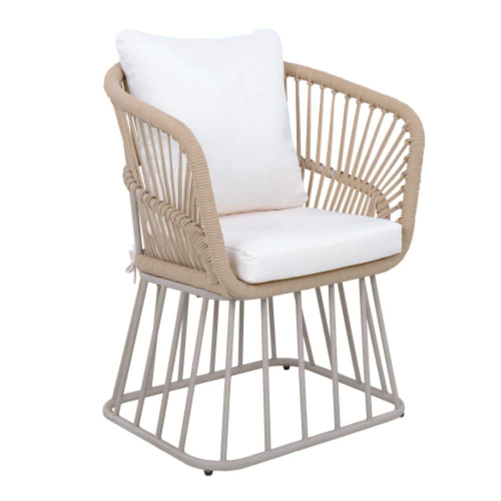 Wicker Outdoor Dining Chairs with White Cushions, Weather Resistant price history on PriceWatchPro