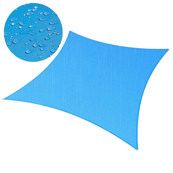 AMGO 14 ft. x 14 ft. Square Waterproof Sunshade Sail - Blue