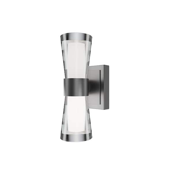 Hourglass 10 in. 1-Light Brushed Nickel Integrated LED Wall Sconce Selectable 4CCT 2700K-3000K-3500K-4000K