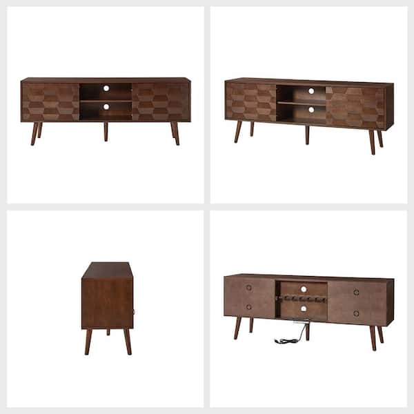 JAYDEN CREATION Xavi Acorn Mid-century Modern TV Stand with Flared