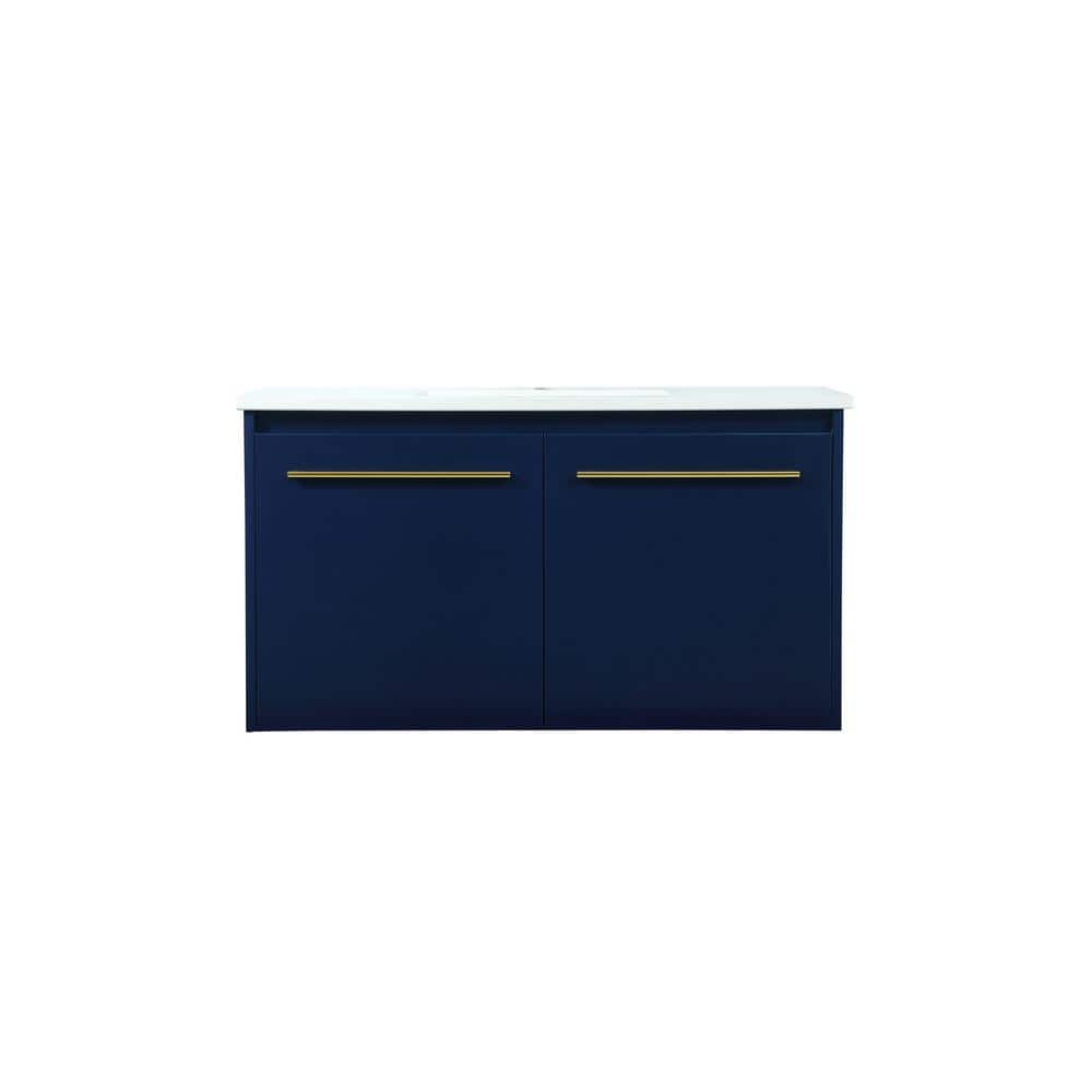 Timeless Home 36 in. W Single Bath Vanity in Blue with Engineered Stone Van