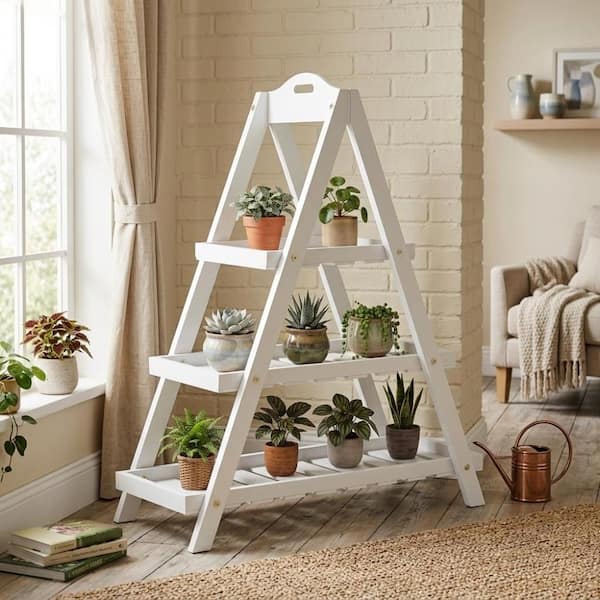Gtnali 3-Tier Wooden Plant Stand, Fir Wood Flower Pot Display