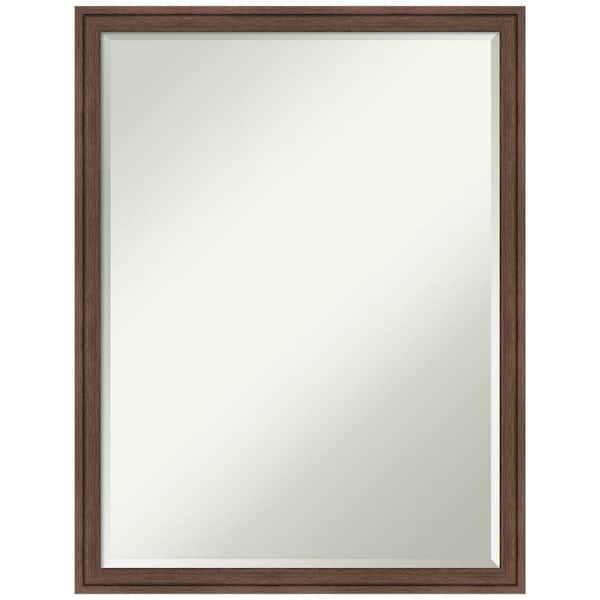 Amanti Art Florence Medium Brown 19.75 in. x 25.75 in. Petite Bevel Casual Rectangle Framed Bathroom Wall Mirror in Brown